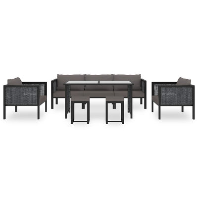 vidaXL 8 Piece Garden Lounge Set with Cushions Poly Rattan Anthracite