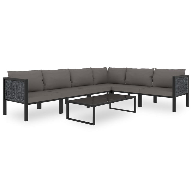 vidaXL Right Corner Sofa with Cushion Anthracite Poly Rattan