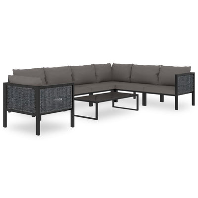vidaXL Right Corner Sofa with Cushion Anthracite Poly Rattan