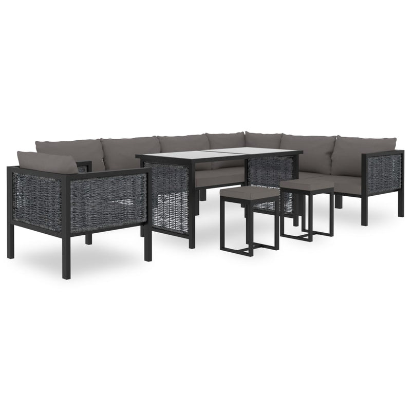 vidaXL Right Corner Sofa with Cushion Anthracite Poly Rattan