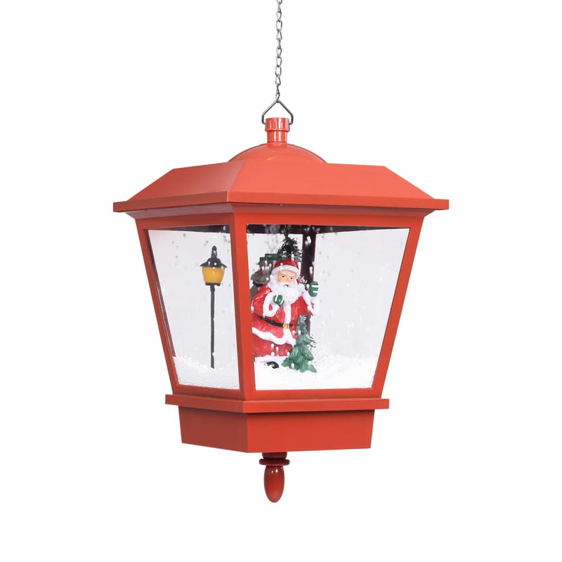 vidaXL Christmas Hanging Lamp with LED Light and Santa Red 27x27x45 cm