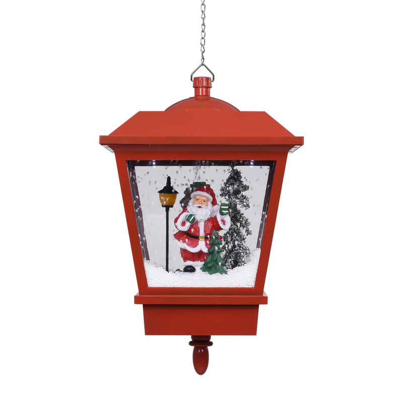 vidaXL Christmas Hanging Lamp with LED Light and Santa Red 27x27x45 cm