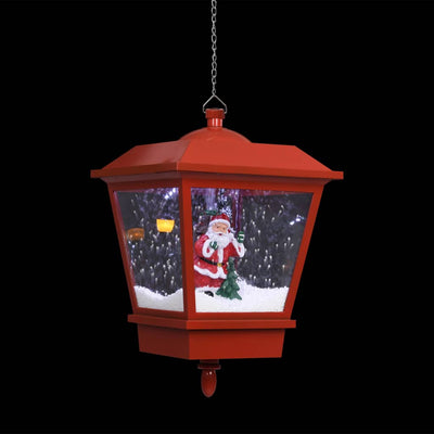 vidaXL Christmas Hanging Lamp with LED Light and Santa Red 27x27x45 cm