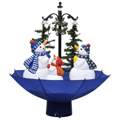 vidaXL Snowing Christmas Tree with Umbrella Base Blue 75 cm PVC