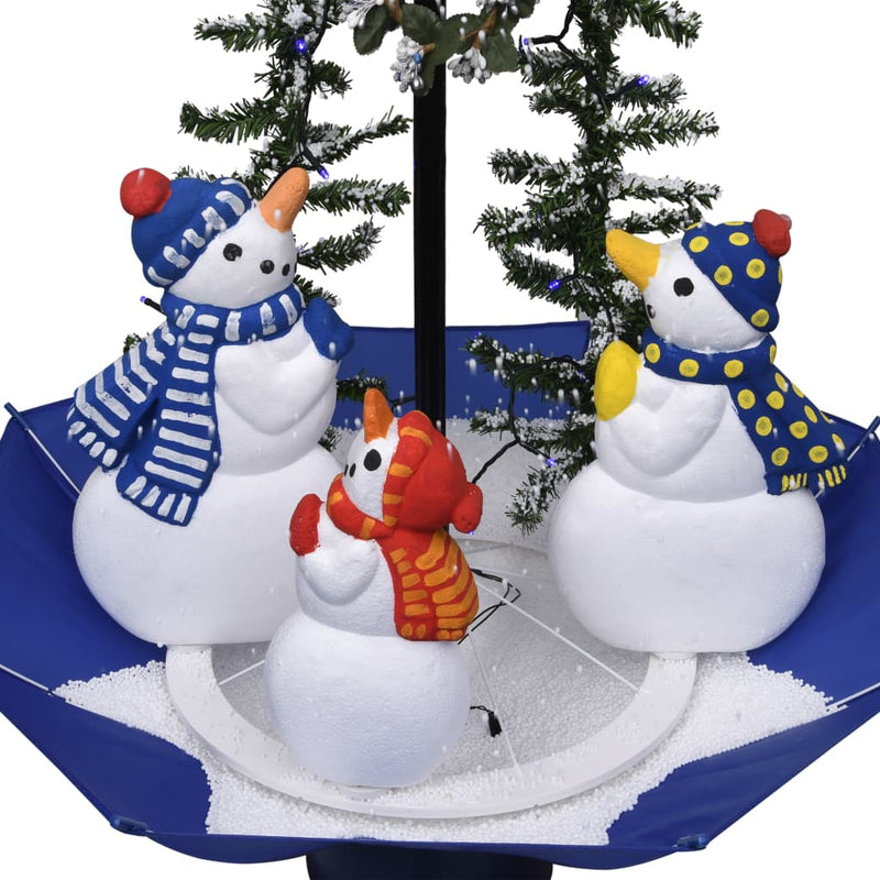 vidaXL Snowing Christmas Tree with Umbrella Base Blue 75 cm PVC