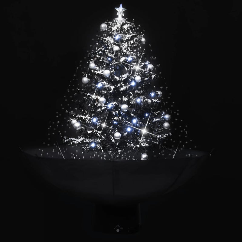 vidaXL Snowing Christmas Tree with Umbrella Base Black 75 cm PVC