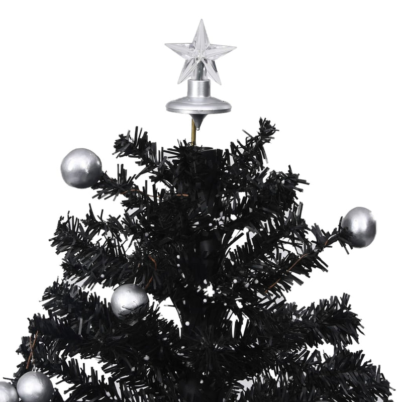 vidaXL Snowing Christmas Tree with Umbrella Base Black 75 cm PVC