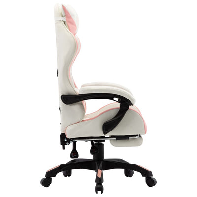 vidaXL Racing Chair with Footrest Black and White Faux Leather
