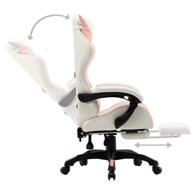 vidaXL Racing Chair with Footrest Black and White Faux Leather