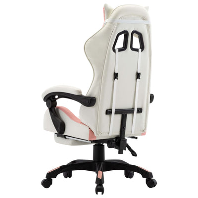 vidaXL Racing Chair with Footrest Black and White Faux Leather
