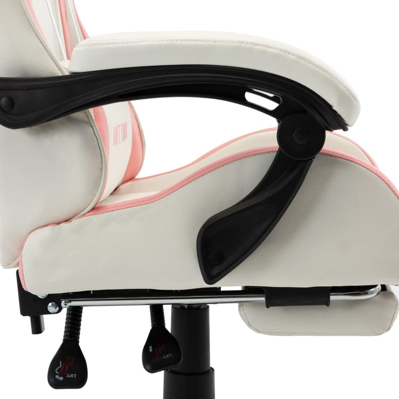 vidaXL Racing Chair with Footrest Black and White Faux Leather