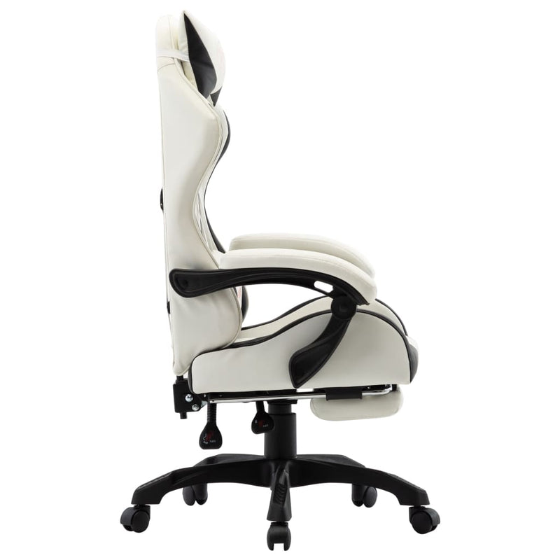 vidaXL Racing Chair with Footrest Black and White Faux Leather