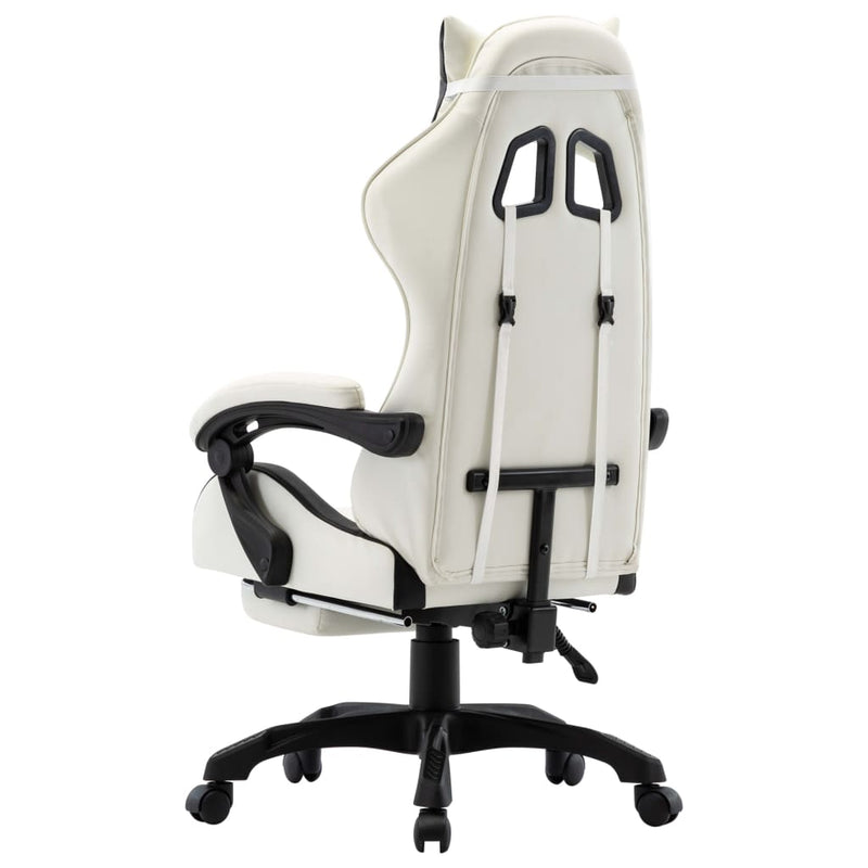vidaXL Racing Chair with Footrest Black and White Faux Leather