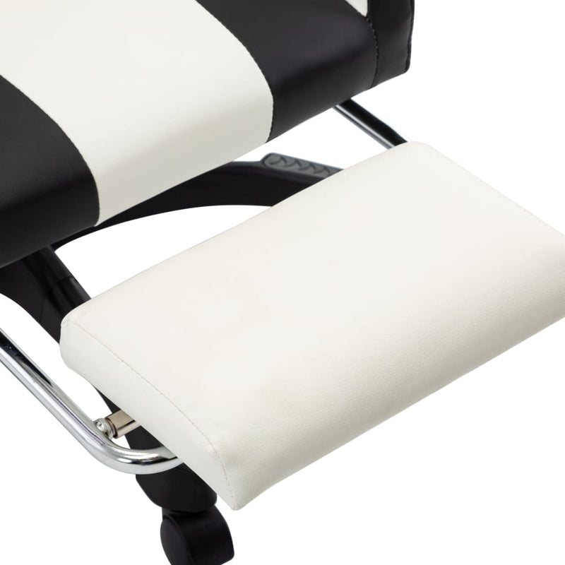 vidaXL Racing Chair with Footrest Black and White Faux Leather