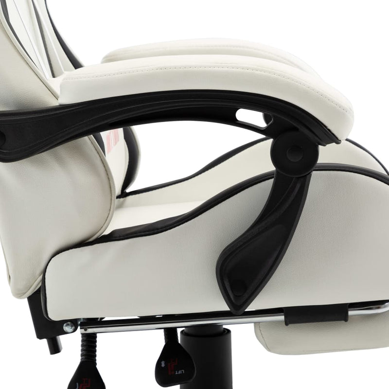 vidaXL Racing Chair with Footrest Black and White Faux Leather