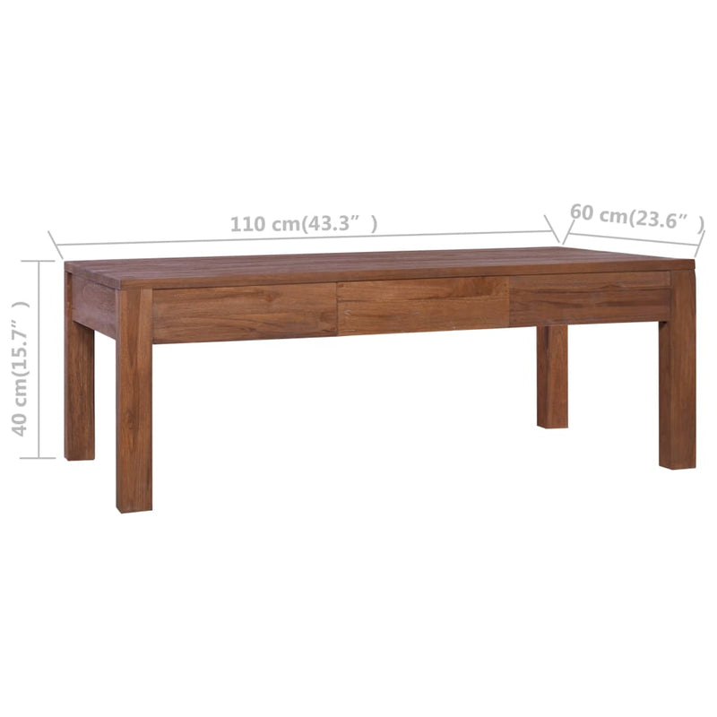 vidaXL Coffee Table 110x60x40 cm Solid Teak Wood