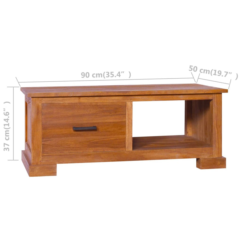 vidaXL TV Cabinet 112x30x37 cm Solid Teak Wood