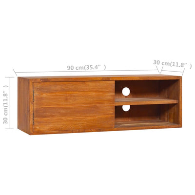 vidaXL Wall-mounted TV Cabinet 90x30x30 cm Solid Teak Wood