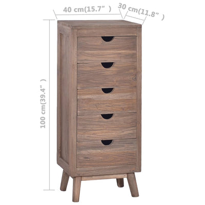 vidaXL Sideboard with 5 Drawers 40x30x100 cm Solid Teak Wood