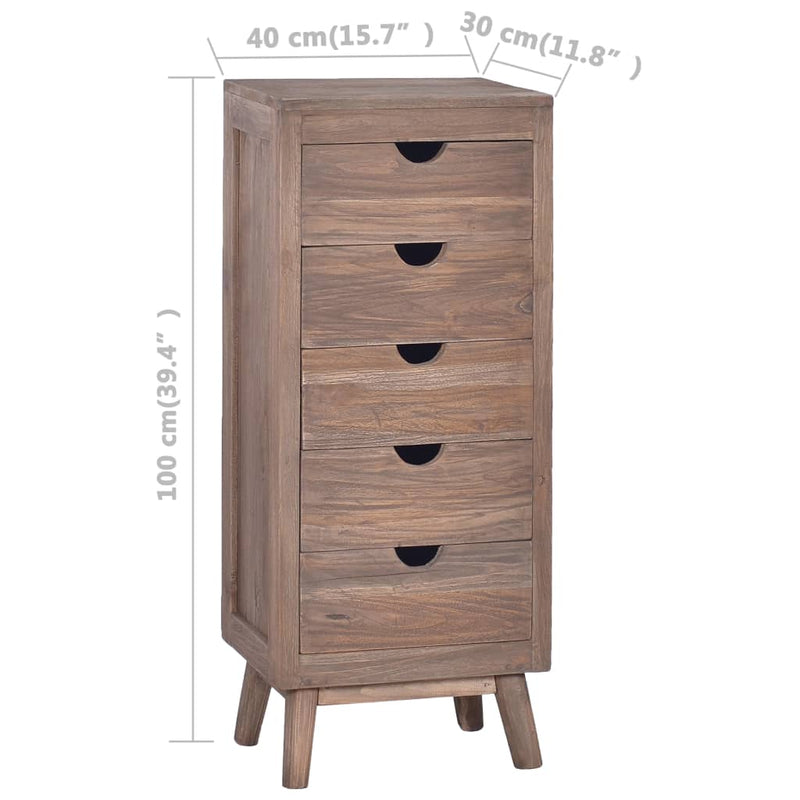 vidaXL Sideboard with 5 Drawers 40x30x100 cm Solid Teak Wood