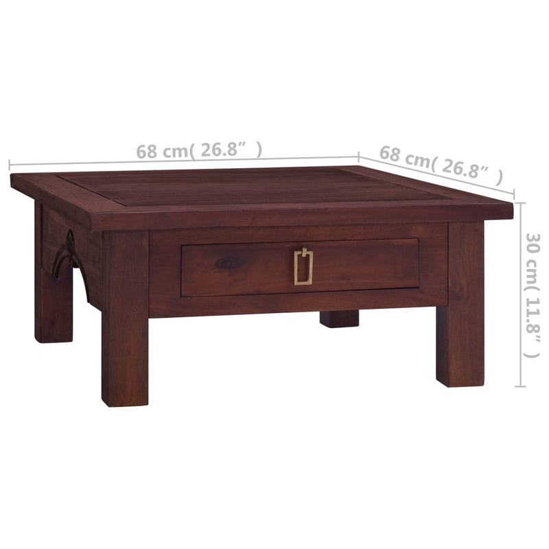 vidaXL Coffee Table Classical Brown 68x68x30 cm Solid Mahogany Wood