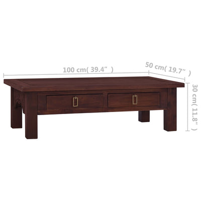 vidaXL Coffee Table Classical Brown 100x50x30 cm Solid Mahogany Wood
