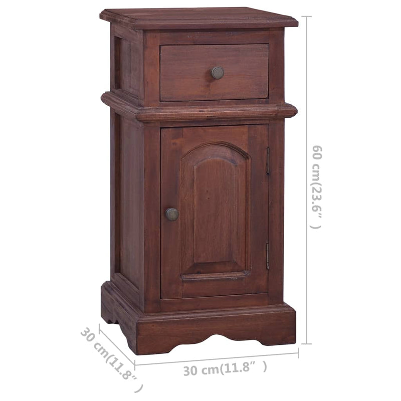 vidaXL Bedside Cabinet Light Black Coffee Solid Mahogany Wood