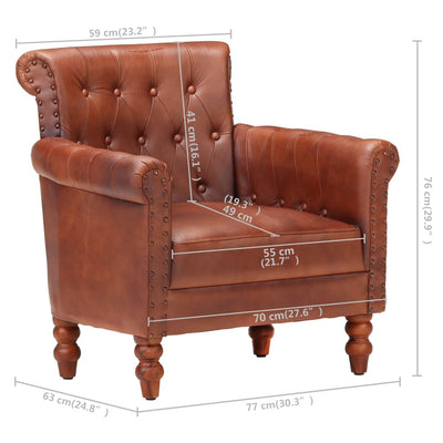 vidaXL Armchair Black Real Goat Leather