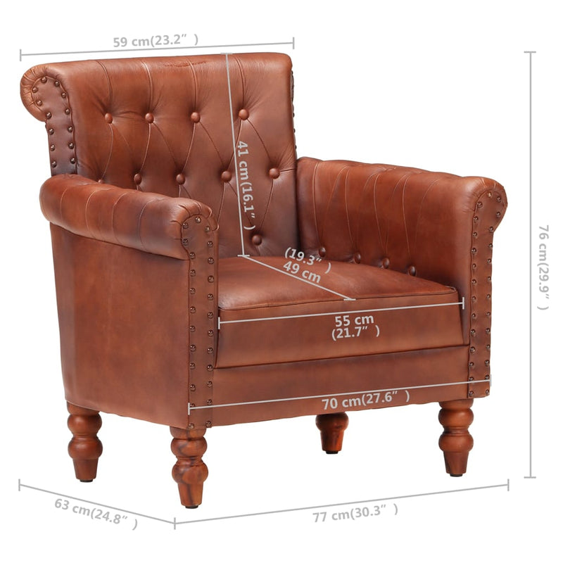 vidaXL Armchair Black Real Goat Leather