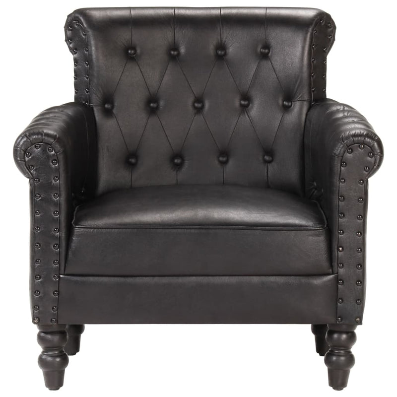 vidaXL Armchair Black Real Goat Leather
