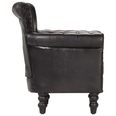 vidaXL Armchair Black Real Goat Leather