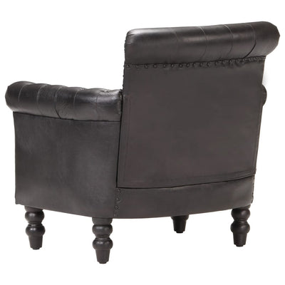 vidaXL Armchair Black Real Goat Leather