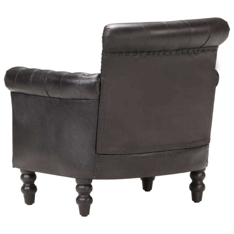vidaXL Armchair Black Real Goat Leather