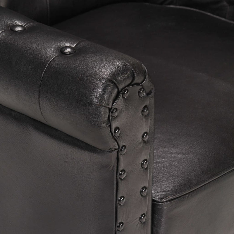 vidaXL Armchair Black Real Goat Leather