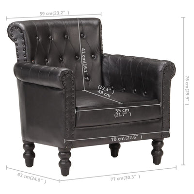 vidaXL Armchair Black Real Goat Leather