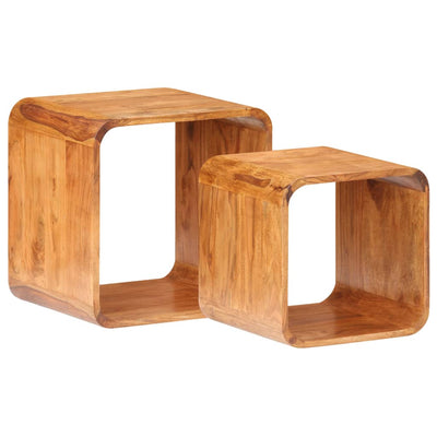 vidaXL Side Tables 2 pcs Solid Acacia Wood Honey Finish