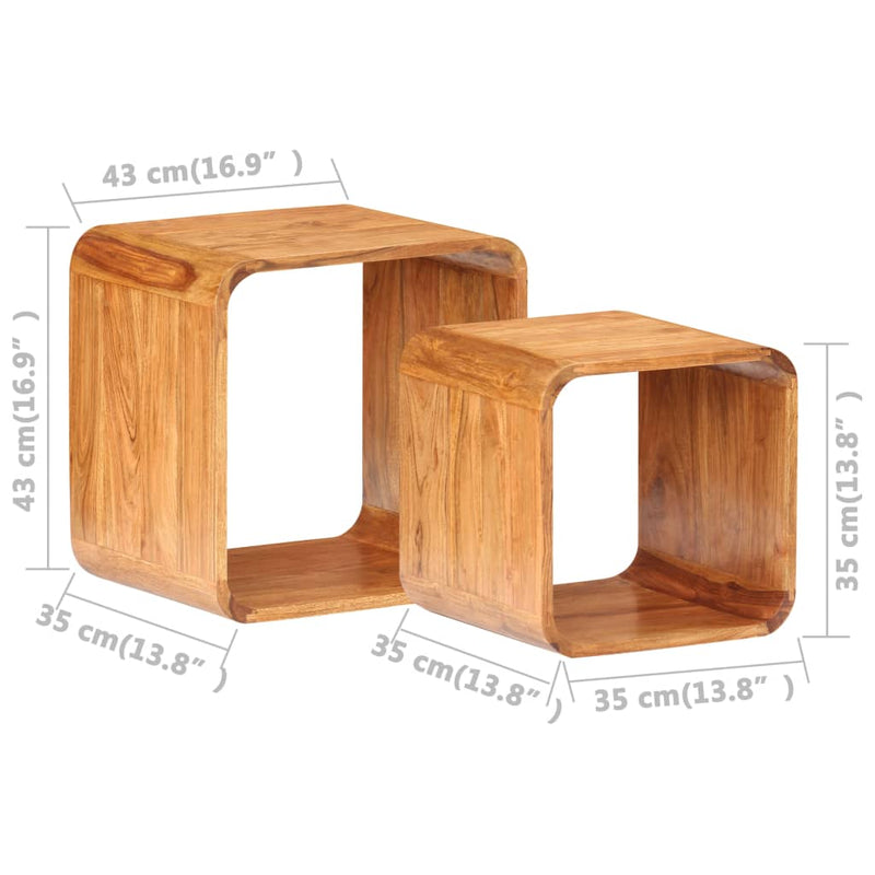 vidaXL Side Tables 2 pcs Solid Acacia Wood Honey Finish
