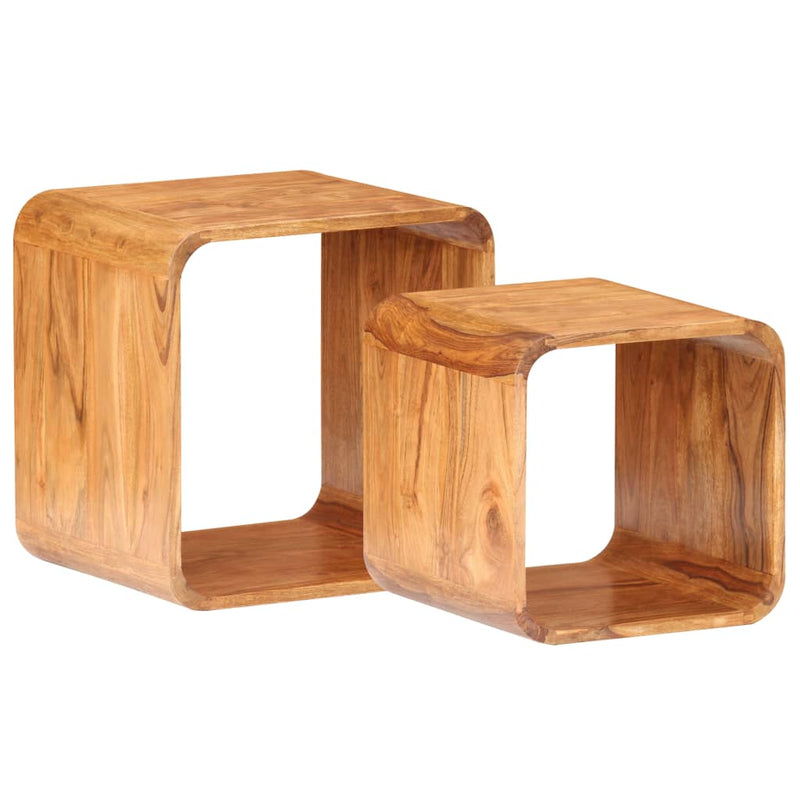 vidaXL Side Tables 2 pcs Solid Acacia Wood Honey Finish