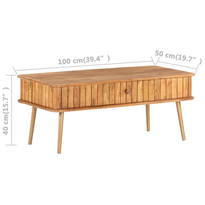 vidaXL Coffee Table 100x50x40 cm Solid Acacia Wood