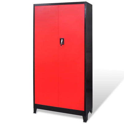 vidaXL Tool Cabinet with Tool Chest Steel 90x40x180 cm Red and Black