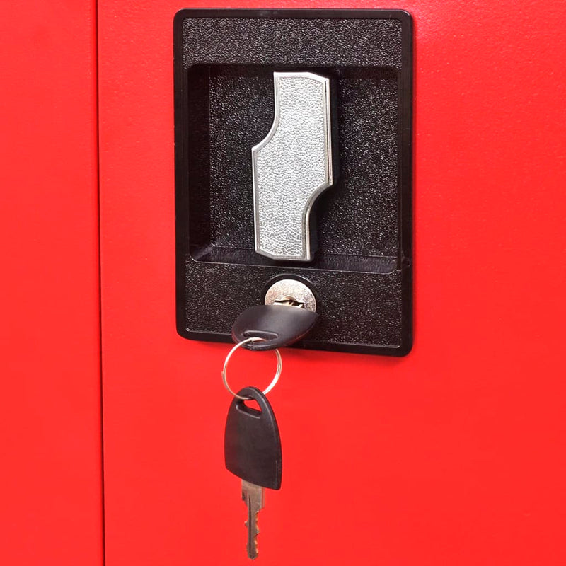 vidaXL Tool Cabinet with Tool Chest Steel 90x40x180 cm Red and Black