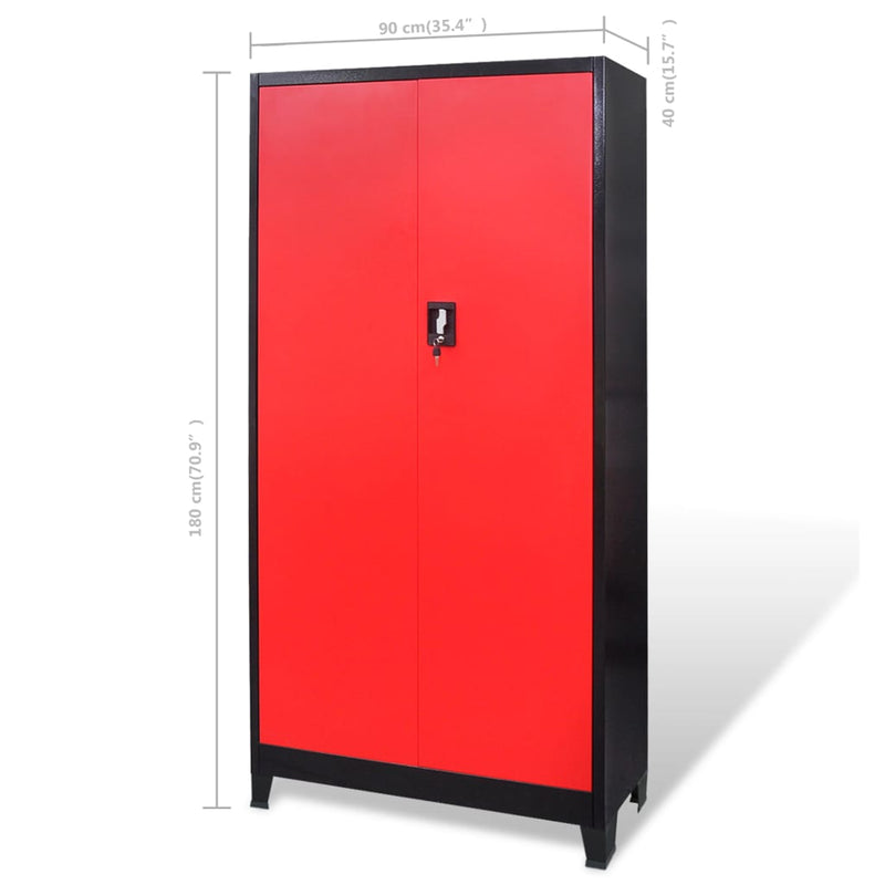 vidaXL Tool Cabinet with Tool Chest Steel 90x40x180 cm Red and Black