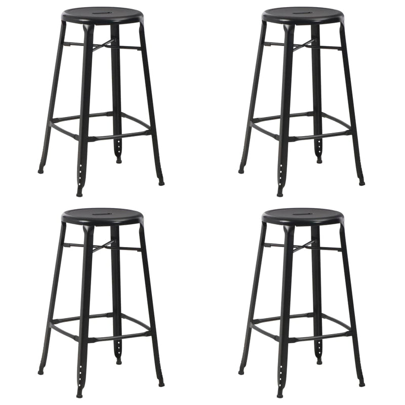 vidaXL Bar Stools 4 pcs Black Steel