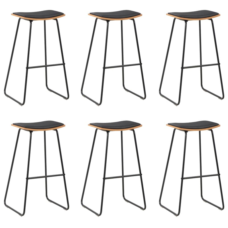 vidaXL Bar Stools 6 pcs Black Faux Leather