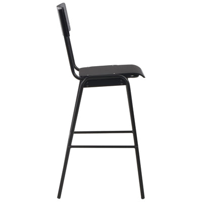 vidaXL Bar Stools 4 pcs Black Solid Plywood Steel