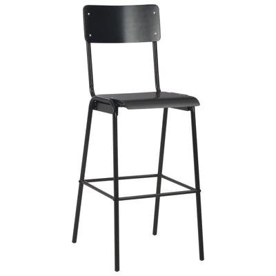 vidaXL Bar Stools 6 pcs Black Solid Plywood Steel