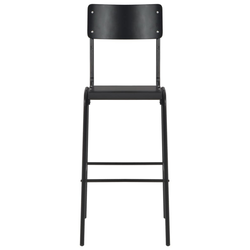 vidaXL Bar Stools 6 pcs Black Solid Plywood Steel