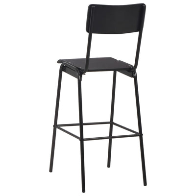 vidaXL Bar Stools 6 pcs Black Solid Plywood Steel