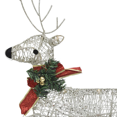 vidaXL Reindeer & Sleigh Christmas Decoration 60 LEDs Outdoor Gold