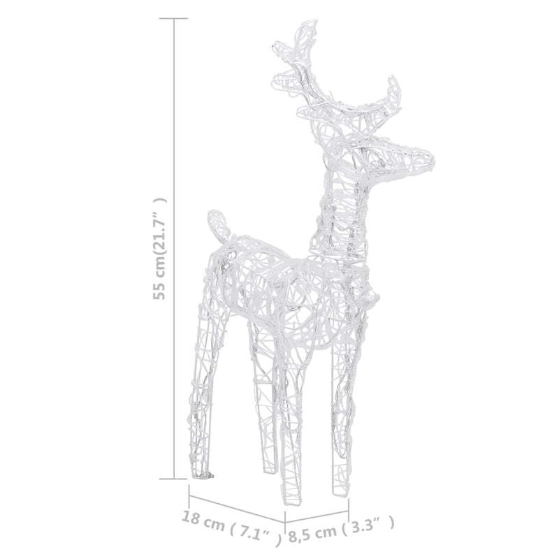vidaXL Reindeers & Sleigh Christmas Decoration 160 LEDs 130 cm Acrylic